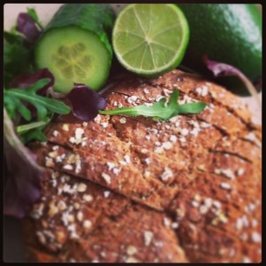 soda bred, avocado, cucumber, mix of baby leafs