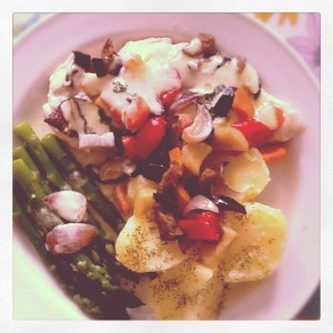 Roasted vegetables whit chicken breast