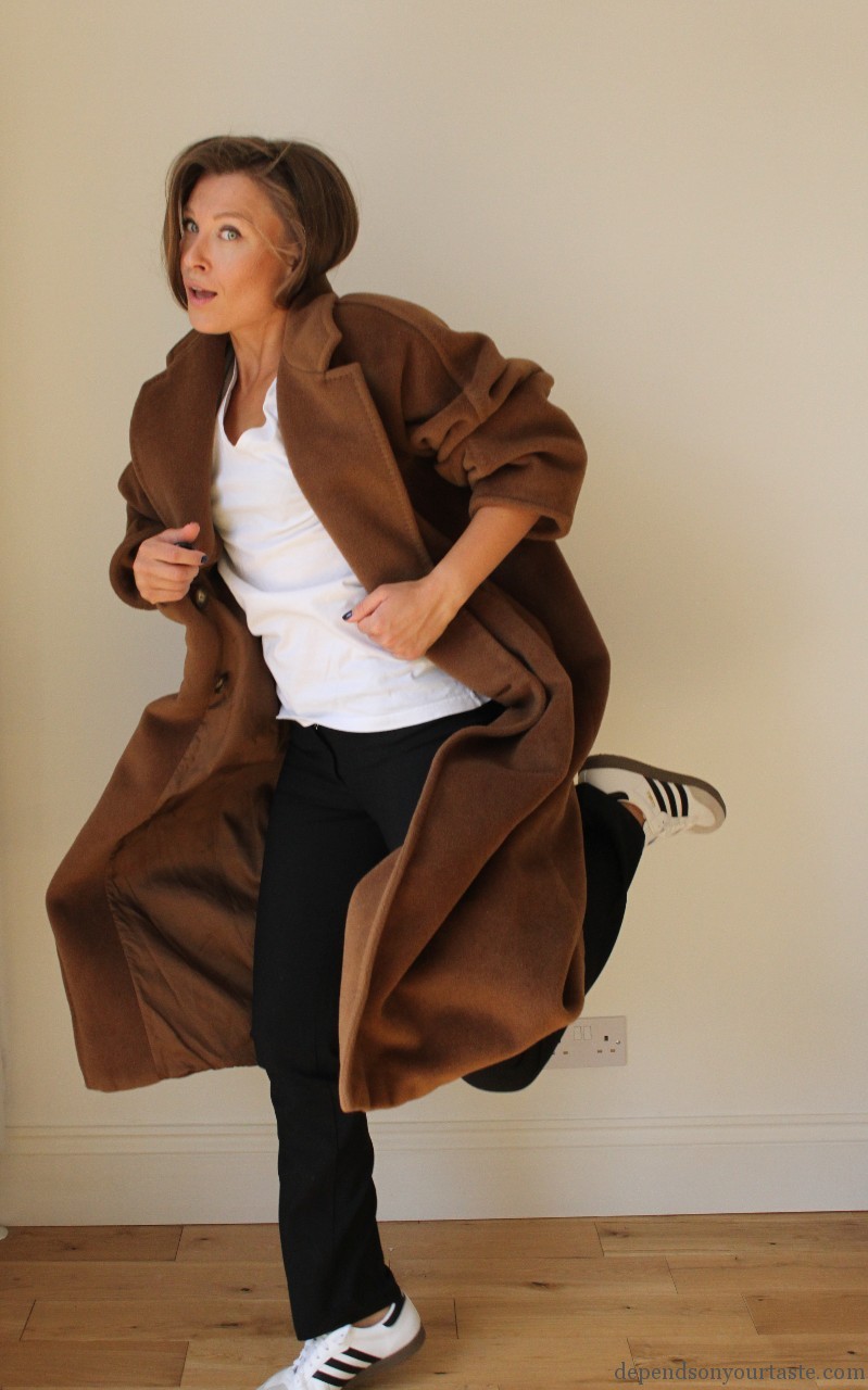 max mara tabaco coat , max mara classic coat , adidas isabel marant, trend whit trainers , fresch look, update your wordrobe, trend winter 2014, 2015, stylist london ,styling by wioletta walas, depends on your taste, kim kardashian maxmara coat, camel coat .
